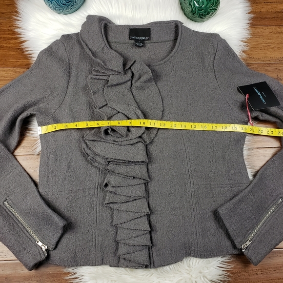 Cynthia Rowley lagenlook ruffle wool jacket size large - Picture 10 of 16